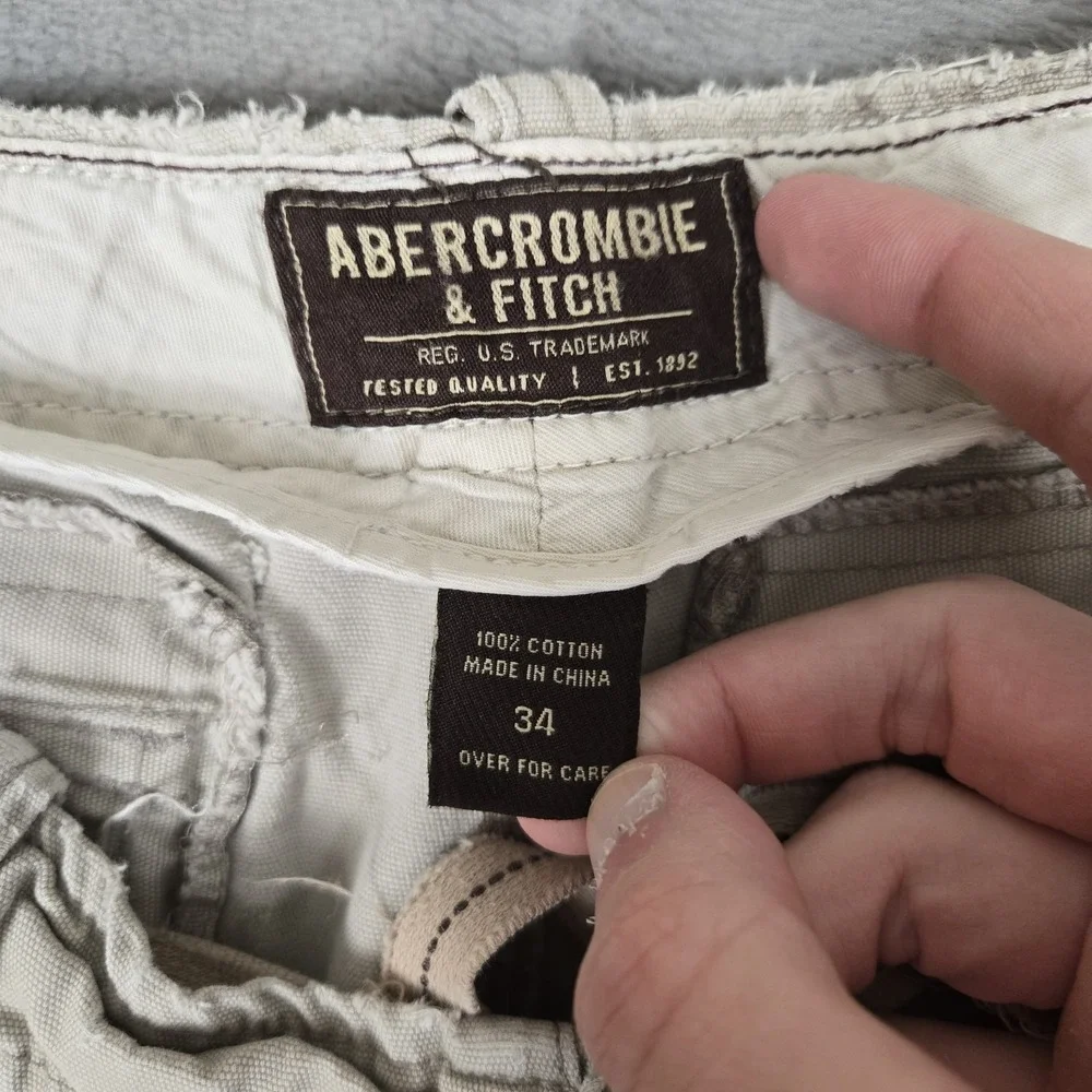 Abercrombie & Fitch Cargo Shorts 34 Beige Vintage Fatigues Military Distressed
